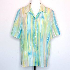 Vintage Alia Watercolor Button Down Blouse Unisex